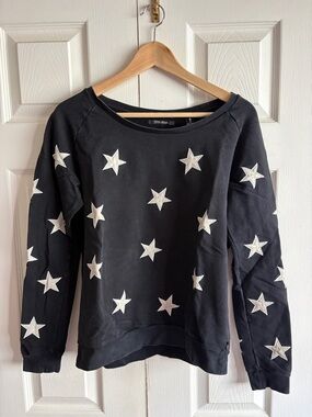 Scotch & Soda Black Sweatshirt with White Faux Leather Star Detail